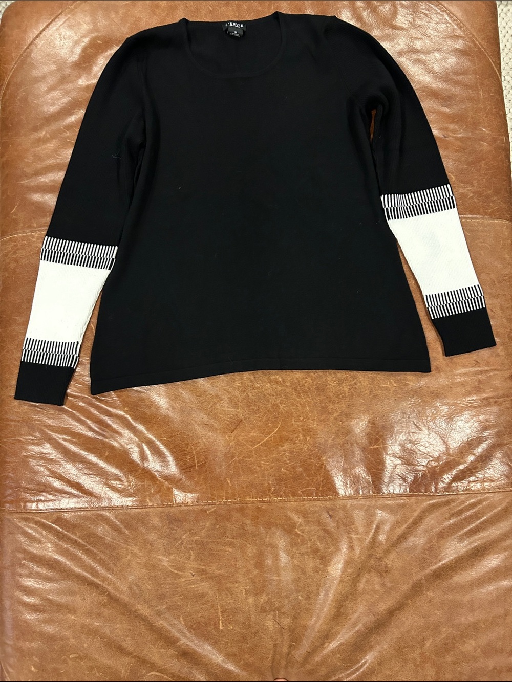 J’Envie Black & White Stripe Sleeve Sweater - Women Tops